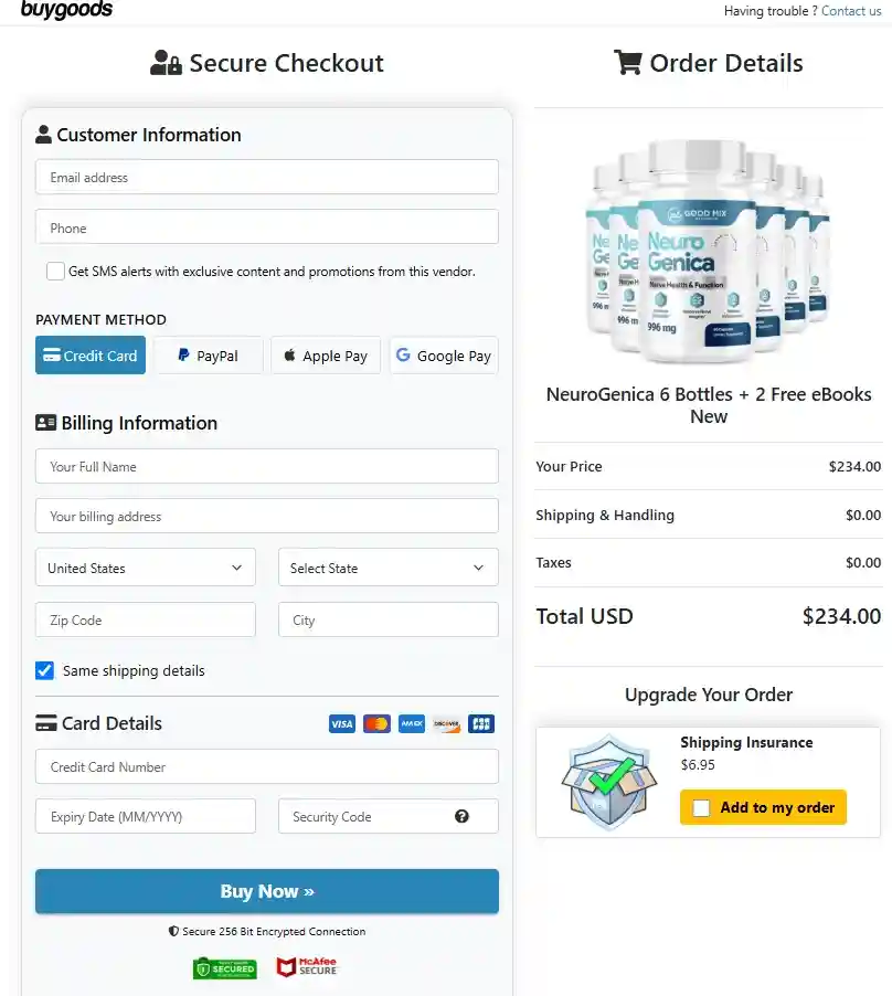 NeuroGenica Order Page